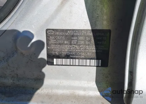 2016 Hyundai Elantra Se from USA, damaged, VIN 5NPDH4AE3GH683787